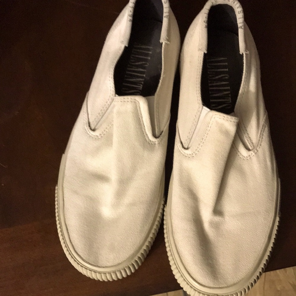 All saints Mens manny slip on canvas shoes sneakers off white/bone sz US 9 EU 42